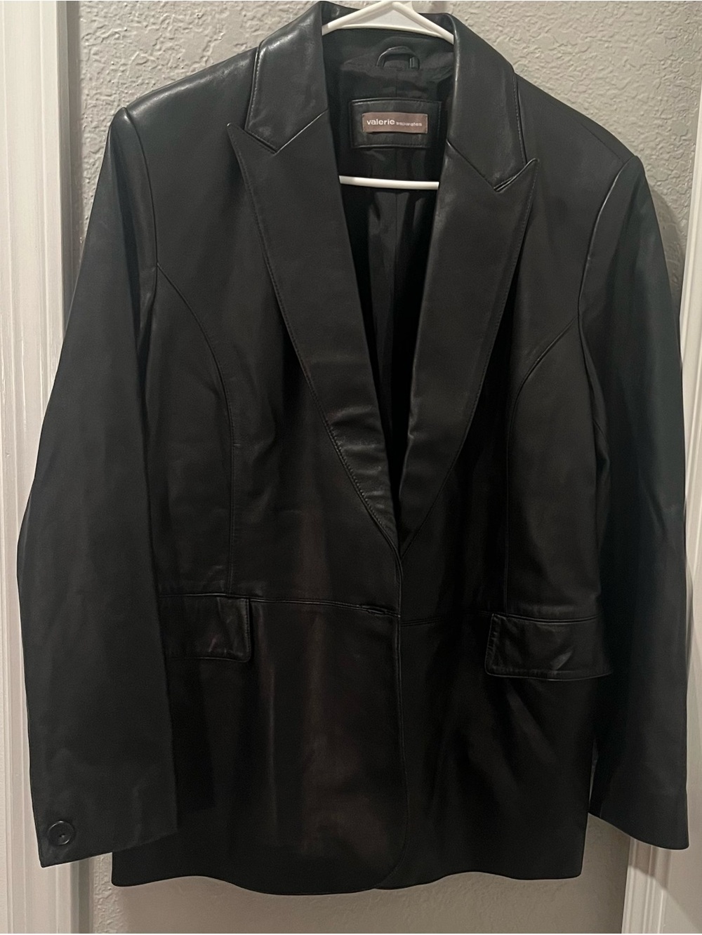 Classic Black Leather Blazer Jacket